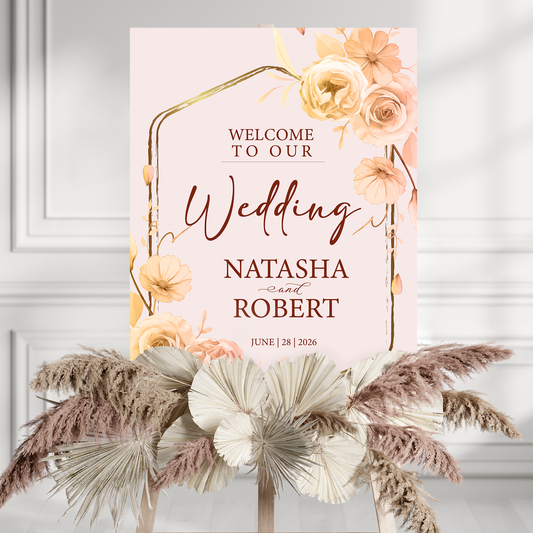 MULTI COLOUR Floral Wedding Welcome Sign, Wedding Sign, A1, A2, A3 or A4, Wedding Decor, Welcome Wedding Poster, Large Welcome Sign, Printed Sign