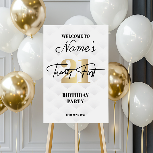 21st BIRTHDAY Party Welcome Sign, A1, A2, A3 or A4, 21st Party Signs, Modern Calligraphy, Birthday Decorations, Adults Birthday Party Sign