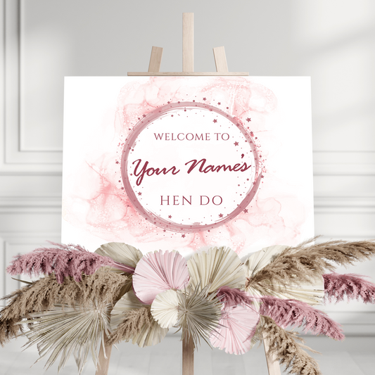 BLUSH PINK Hen Party Welcome Sign, A1, A2, A3 or A4, Bridal Shower Welcome Sign, Hen Do Welcome Sign, Hen Party Décor, Printed Sign, Wedding