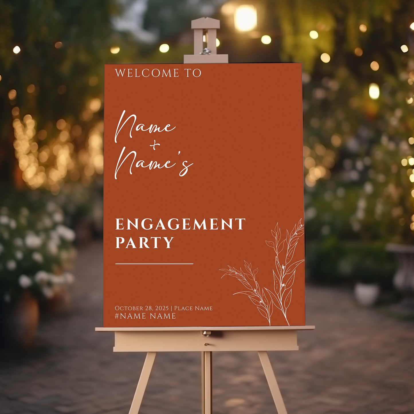BOHO Engagement Party Welcome Sign, A1, A2, A3 or A4, Engagement Party Signs, Engagement Decorations, Classy Modern Engagement Party Sign