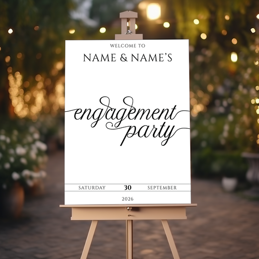 MINIMALIST Engagement Party Welcome Sign, A1, A2, A3 or A4, Engagement Party Signs, Engagement Decorations, Classy Modern Engagement Party