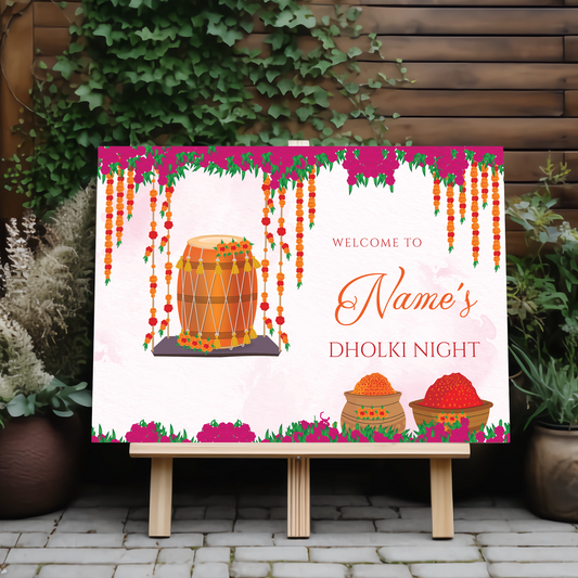 Dholki Welcome Sign, A1, A2, A3 or A4, Pakistani Wedding, Dholak Night, Muslim Dholak Welcome Sign, Punjabi Dholki Sign, Mehndi Welcome Sign
