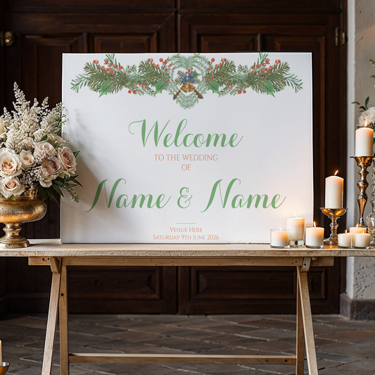 Christmas Wedding Welcome Sign, Printed Sign A1 A2 A3 A4, Welcome Sign Order of the Day, Xmas Festive Winter Wedding Personalised Wedding Welcome Sign