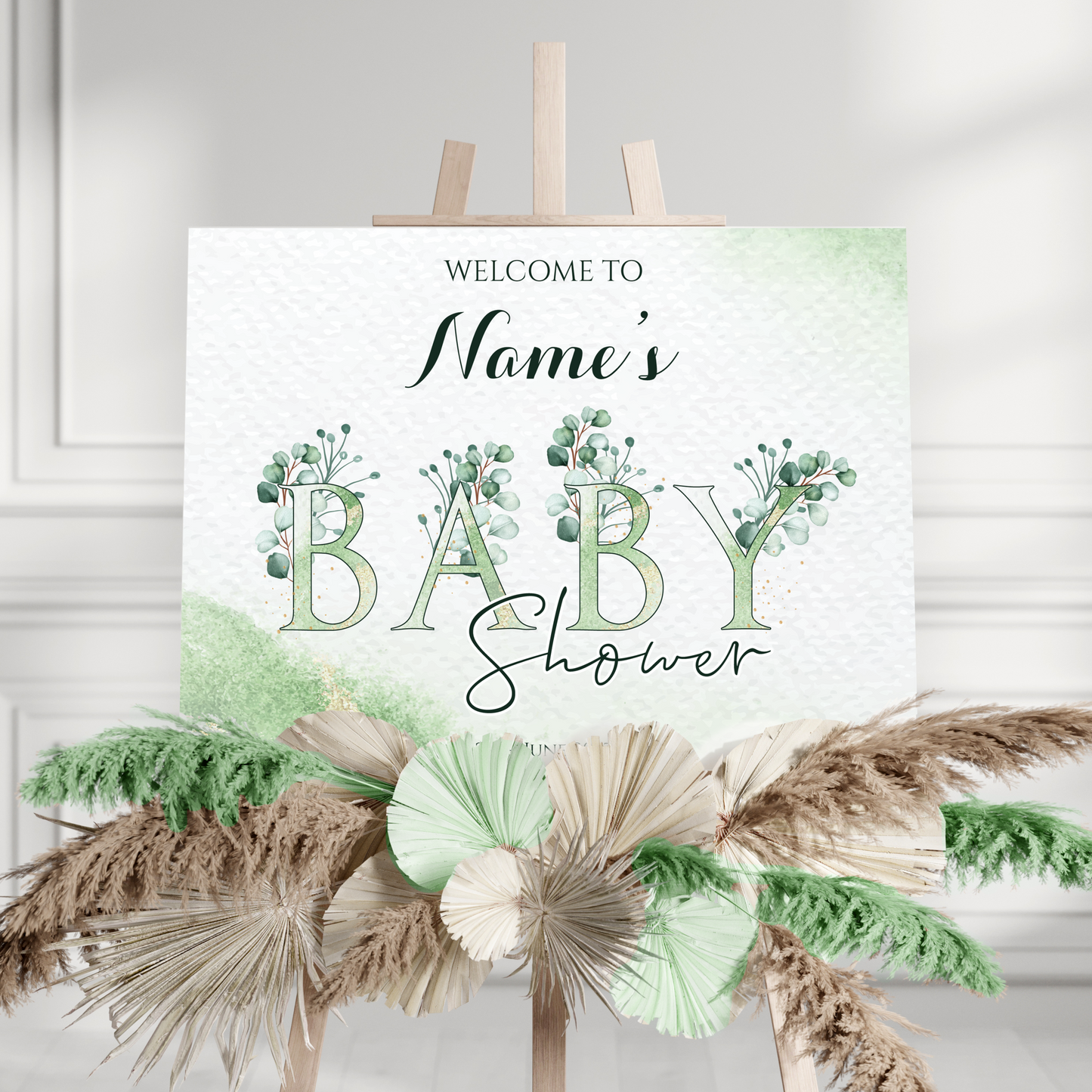EUCALYPTUS Baby Shower Welcome Board, A1, A2, A3 or A4, Gender Neutral Baby Shower Sign, Baby Welcome Sign, Baby Boy Baby Girl Shower, Party