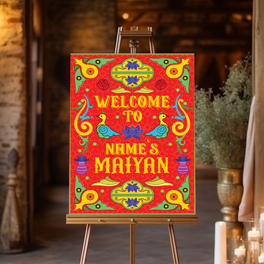 MAIYAN Welcome Signs Mayoun Signs Bollywood Desi Decor Mehndi Sign Bollywood Decor Sign Haldi Sign Mehendi Welcome Punjabi Truck Design Sign