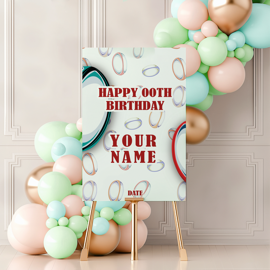 RUGBY Birthday Party Welcome Sign, A1, A2, A3 or A4, Sports Theme Birthday Party Signs, Birthday Decorations, Children's Birthday Party Sign 0399
