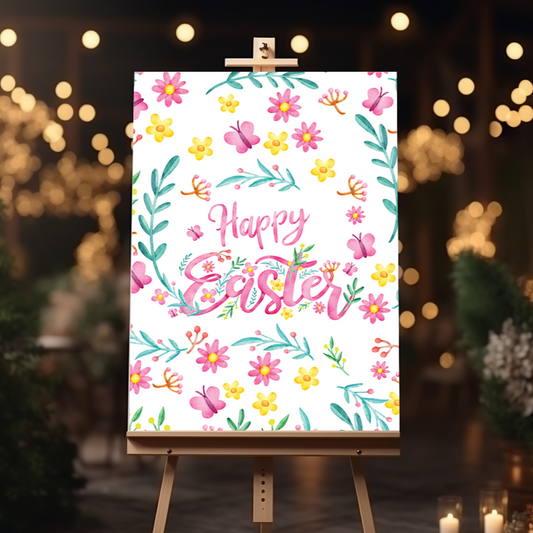 EASTER PARTY Welcome Sign, A1, A2, A3 or A4, Easter Bunny Egg Hunt Party Signs, Easter Decorations, Children's Easter Party Sign 0405