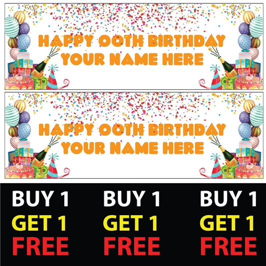 Set of 2 Personalised With Orange Text Birthday Banners - 16th 18th 21st 30th 40th 50th Birthday Party - Celebration - Occasion