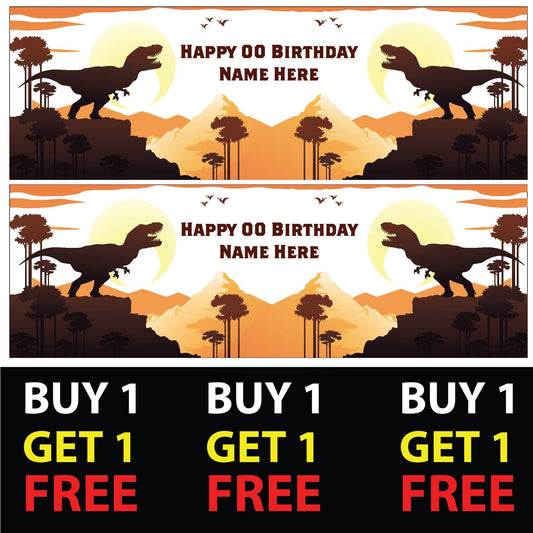 Set of 2 Personalised Dinosaur V1 Birthday Banners - Birthday Party - Celebration - Occasion