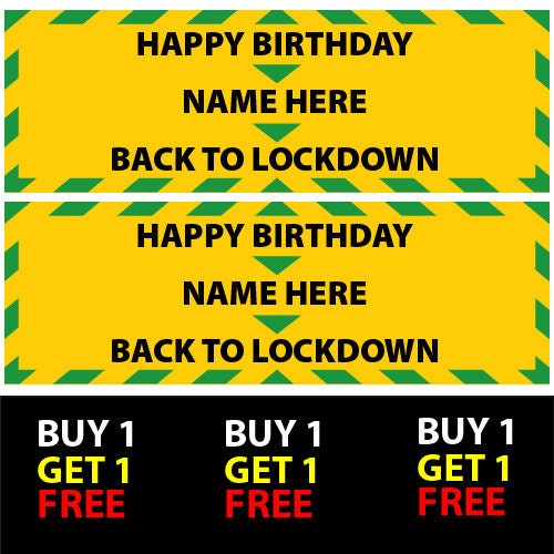 Set of 2 Personalised Lockdown Themed V3 Birthday Banners - 16th 18th 21st 30th 40th 50th Birthday Party - Celebration - Occasion
