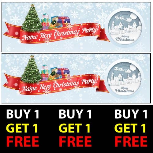 Set of 2 Personalised With Text Christmas V1 Banners Xmas Party Celebration Occasion