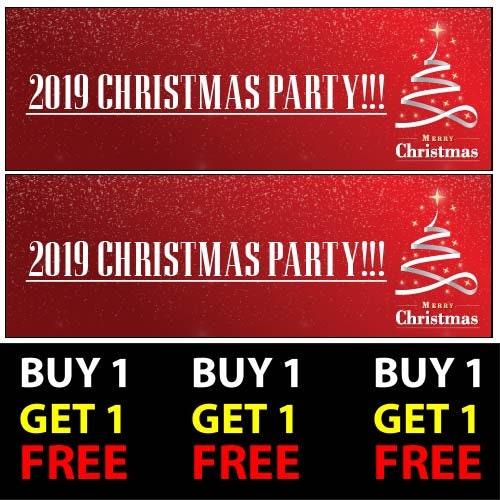 Set of 2 Personalised With Text Christmas V3 Banners Xmas Party Celebration Occasion