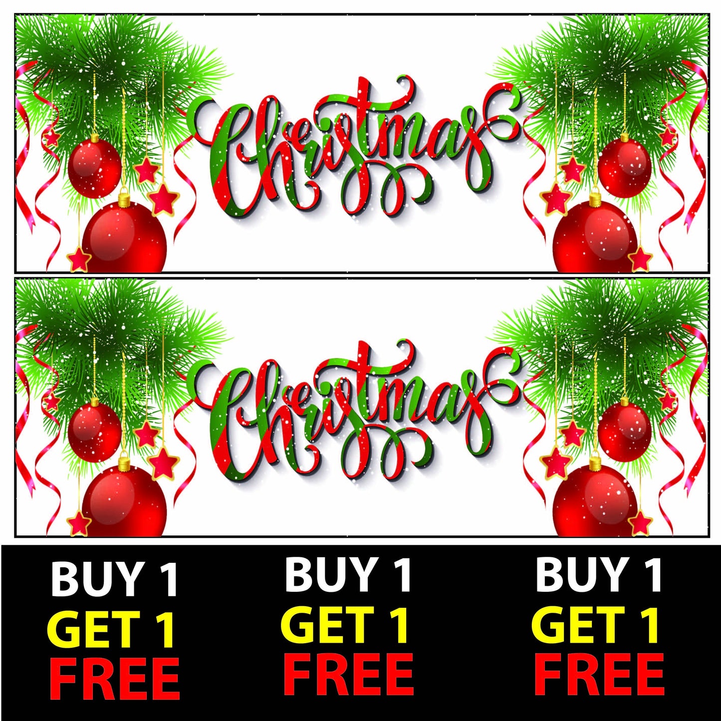 Set of 2 Personalised With Text Christmas V10 Banners Xmas Party Celebration Occasion