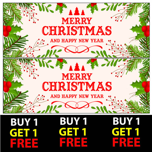Set of 2 Personalised With Text Christmas V11 Banners Xmas Party Celebration Occasion