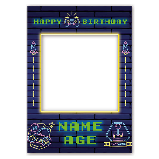 PERSONALISED SELFIE FRAME 005 Name Age Video Gamer Gaming Selfie Frame Props Kid Party Birthday Decoration 005