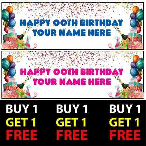 Set of 2 Personalised BIRTHDAY BANNERS 16th 18th 21st 30th 40th 50th