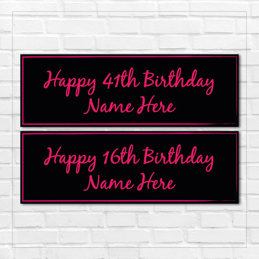 Set of 2 Personalised Birthday Banners - 16th 18th 21st 30th 40th 50th Birthday Party - Celebration - Occasion BBAN-0224