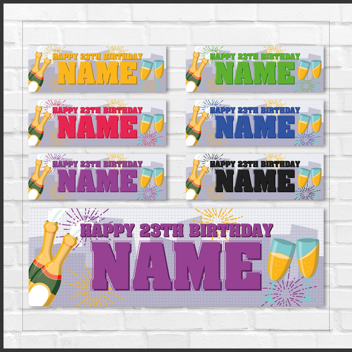 Set of 2 Personalised Birthday Banners - 16th 18th 21st 30th 40th 50th Birthday Party - Celebration - Occasion BBAN-0374