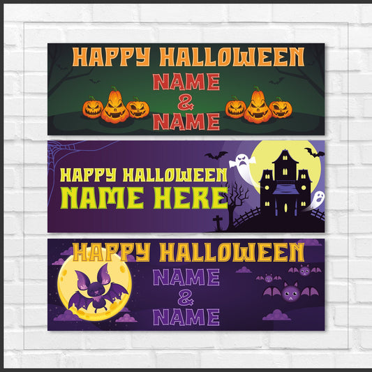 Set of 2 Personalised Halloween Banners - 16th 18th 21st 30th 40th 50th Birthday Party - Celebration - Occasion BBAN-0218