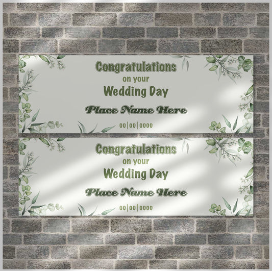 Set of 2 Personalised Wedding Banners - Congratulations On Your Wedding Day - Reception Party - Celebration - Occasion BBAN-0402
