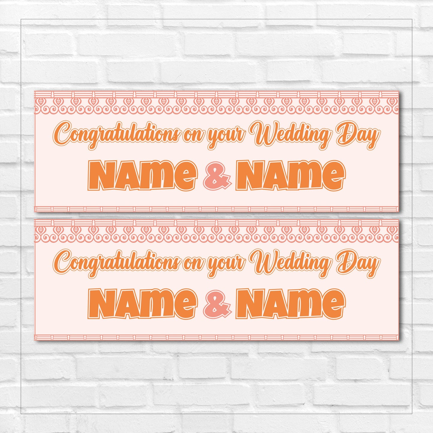 Set of 2 Personalised Wedding Banners - Congratulations On Your Wedding Day - Reception Party - Celebration - Occasion BBAN-0240