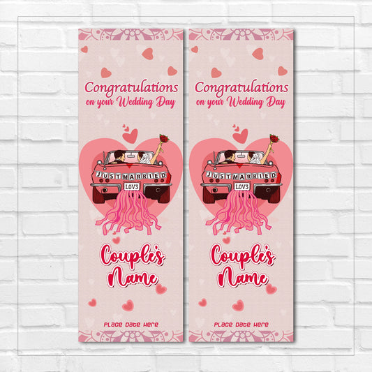 Set of 2 Personalised Wedding Banners - Congratulations On Your Wedding Day - Anniversary Party - Celebration - Occasion BBAN-0343