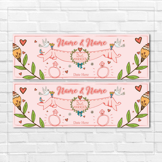 Set of 2 Personalised Wedding Banners - Congratulations On Your Wedding Day - Anniversary Party - Celebration - Occasion BBAN-0241