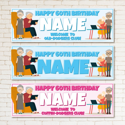 Set of 2 Personalised Birthday Banners - 16th 18th 21st 30th 40th 50th Birthday Party - Celebration - Occasion BBAN-0026