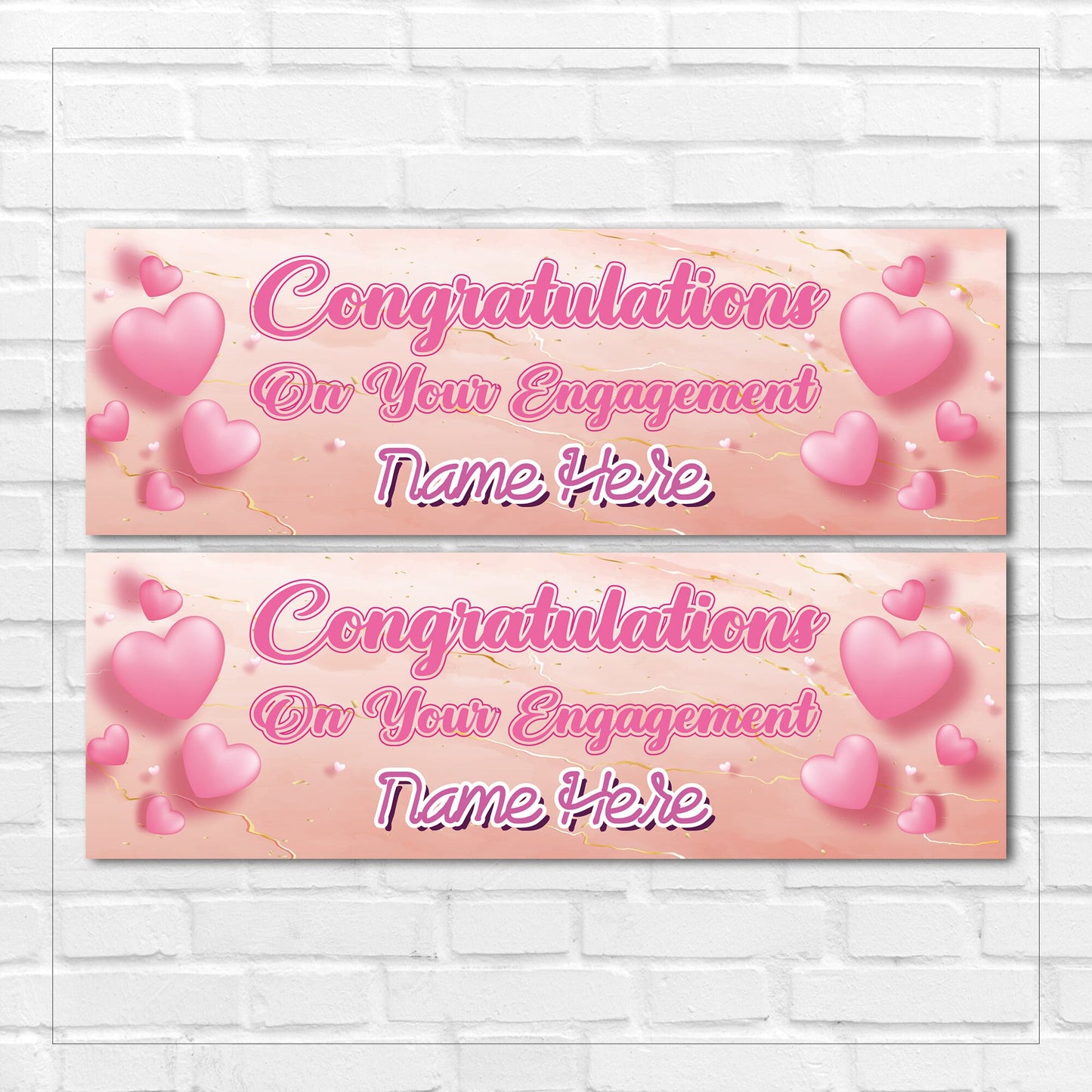 Set of 2 Personalised Engagement Banners - Congratulations On Your Engagement - Party - Celebration - Occasion BBAN-0384