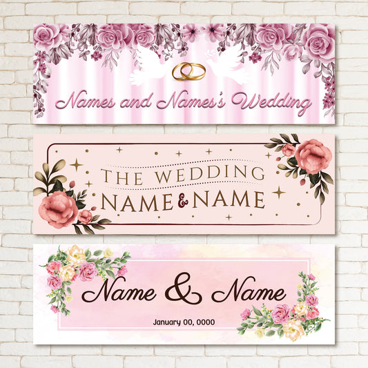 Set of 2 Personalised Wedding Banners - Congratulations On Your Wedding Day - Engagement - Celebration - Occasion BBAN-0614