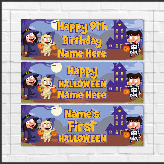 Set of 2 Personalised Birthday Halloween Banners - 16th 18th 21st 30th 40th 50th Birthday Party - Halloween - Occasion BBAN-0217