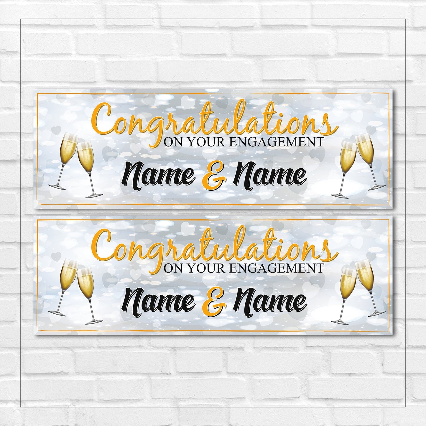 Set of 2 Personalised Engagement Banners - Congratulations On Your Engagement - Party - Celebration - Occasion BBAN-0244