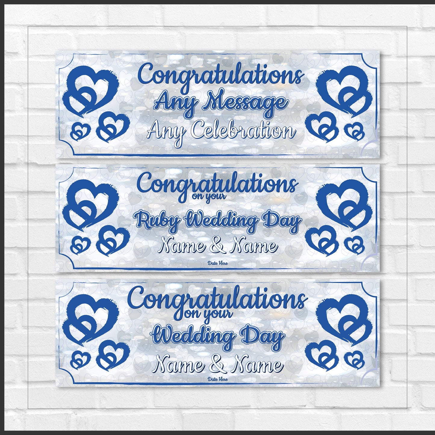 Set of 2 Personalised Wedding Banners - Congratulations On Your Wedding Day - Anniversary Party - Celebration - Occasion BBAN-0232