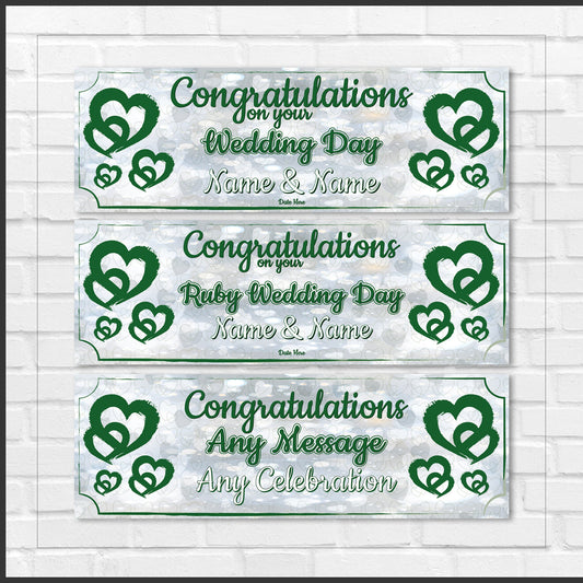 Set of 2 Personalised Wedding Banners - Congratulations On Your Wedding Day - Anniversary Party - Celebration - Occasion BBAN-0233