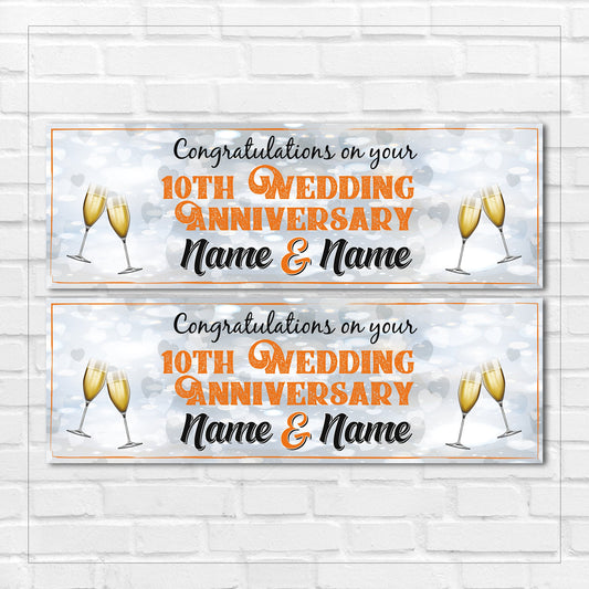 Set of 2 Personalised Wedding Anniversary Banners - Congratulations On Your Wedding Day - Party - Celebration - Occasion BBAN-0239