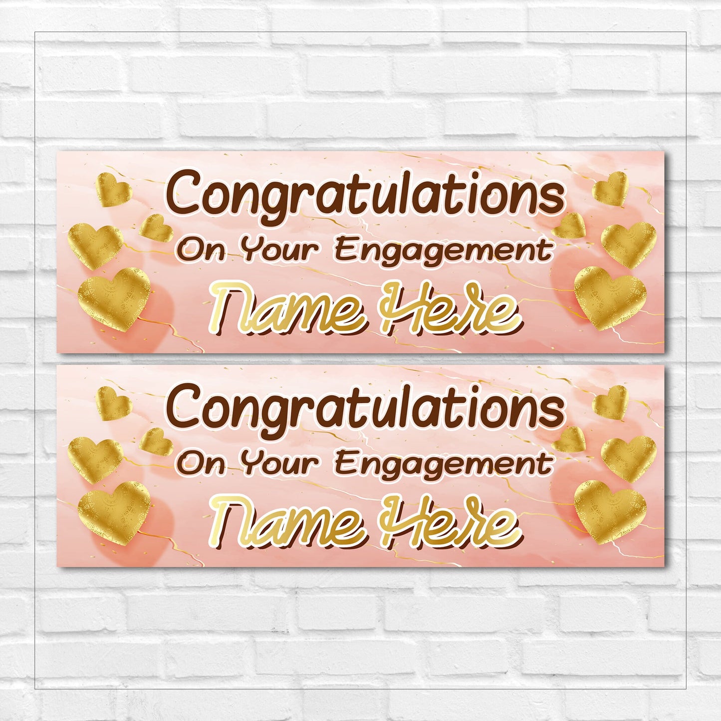 Set of 2 Personalised Engagement Banners - Congratulations On Your Engagement - Party - Celebration - Occasion BBAN-0386