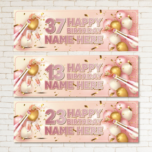 Set of 2 Personalised Birthday Banners - 16th 18th 21st 30th 40th 50th Birthday Party - Celebration - Occasion BBAN-0604