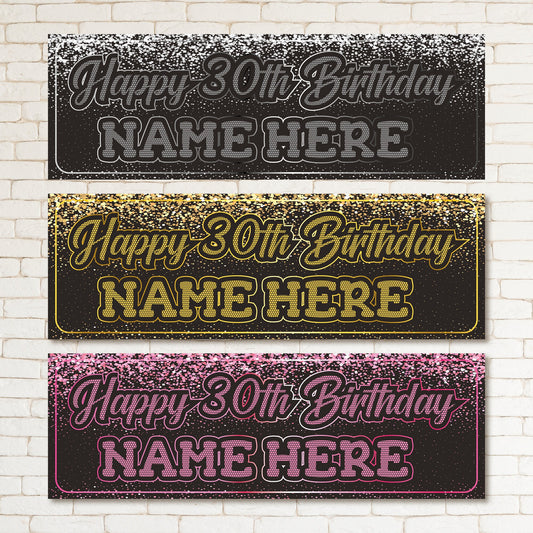 Set of 2 Personalised Birthday Banners - 16th 18th 21st 30th 40th 50th Birthday Party - Celebration - Occasion BBAN-0600