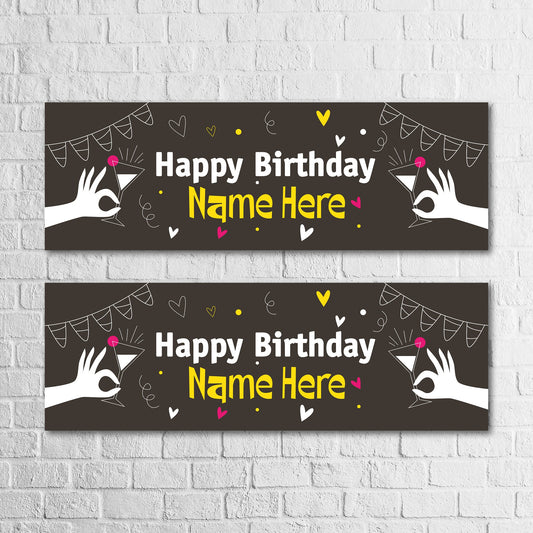 Set of 2 Personalised Birthday Banners - 16th 18th 21st 30th 40th 50th Birthday Party - Celebration - Occasion BBAN-0707
