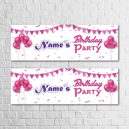 Set of 2 Personalised Birthday Banners - 16th 18th 21st 30th 40th 50th Birthday Party - Celebration - Occasion BBAN-0708