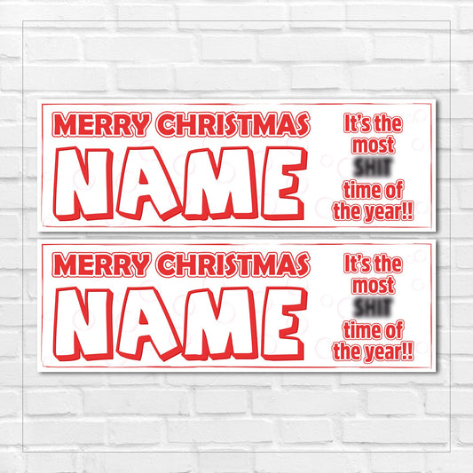 Set of 2 Personalised Funny Christmas Banners - Merry Christmas - Funny Christmas Gift - Party - Humorous - Celebration BBAN-0201