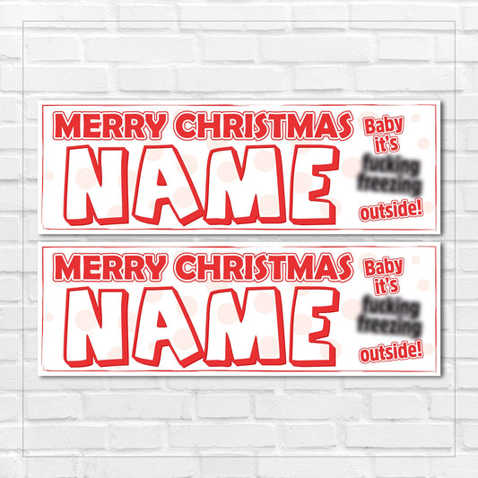 Set of 2 Personalised Funny Christmas Banners - Merry Christmas - Funny Christmas Gift - Party - Humorous - Celebration BBAN-0205