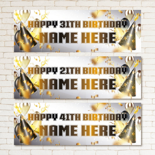 Set of 2 Personalised Birthday Banners - 16th 18th 21st 30th 40th 50th Birthday Party - Celebration - Occasion BBAN-0635