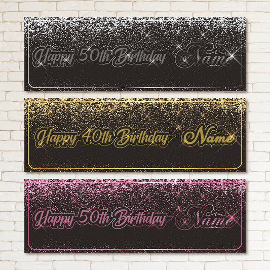 Set of 2 Personalised Birthday Banners - 16th 18th 21st 30th 40th 50th Birthday Party - Celebration - Occasion BBAN-0603