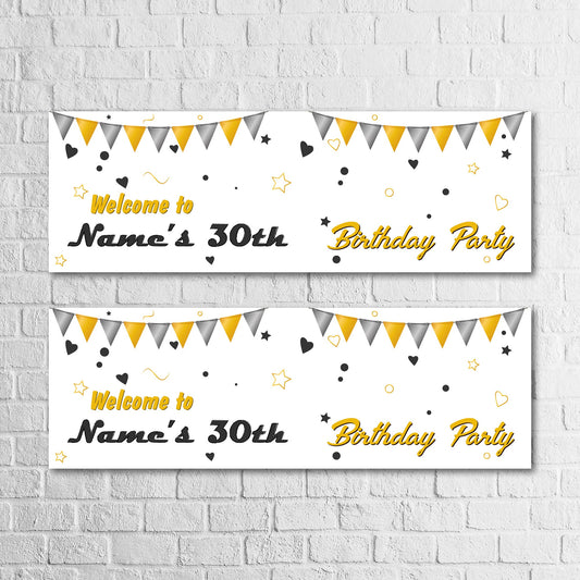 Set of 2 Personalised Birthday Banners - 16th 18th 21st 30th 40th 50th Birthday Party - Celebration - Occasion BBAN-0709