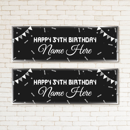 Set of 2 Personalised Birthday Banners - 16th 18th 21st 30th 40th 50th Birthday Party - Celebration - Occasion BBAN-0775