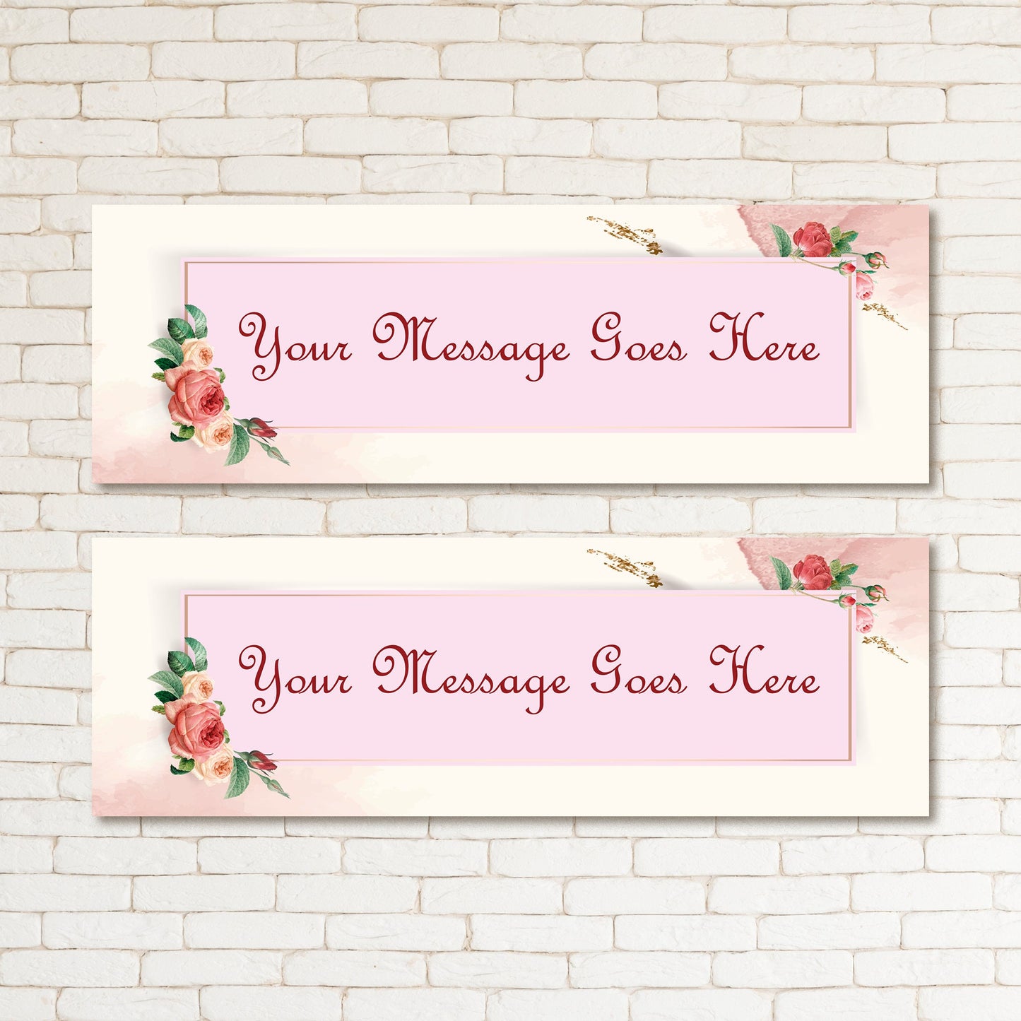 Set of 2 Personalised Very English Rose Kids Adult Party Banner Event Decor Occasion