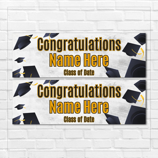 Set of 2 Personalised Graduation Banners - Any Name & Any Year Or Any Message Grad Party Wall Decor