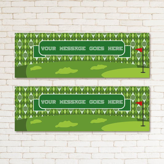 Set of 2 Personalised Golf Kids & Adult Birthday Party Banner Event Decoration Occasion