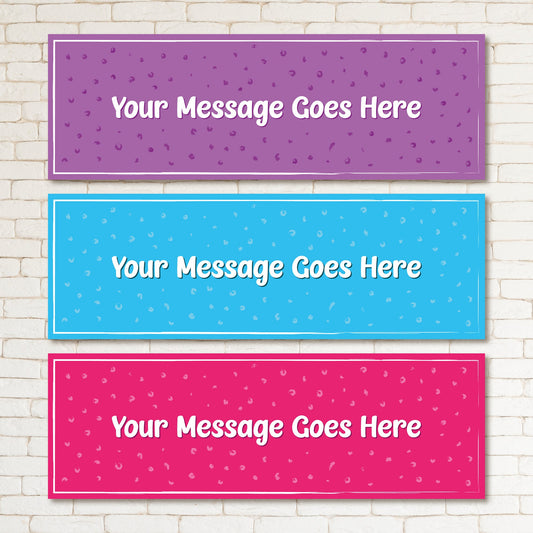 Set of 2 Personalised Coloured Birthday Party Banners Kid & Adult Event Decor Celebrate BBAN-0801-Pink